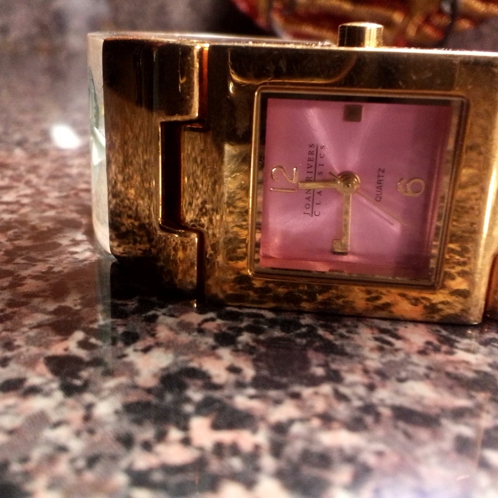Translucent Joan Rivers Lucite Floral Wristband Watch